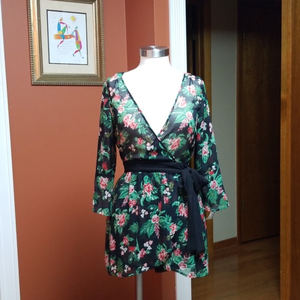 Zara flower print long sleeve romper